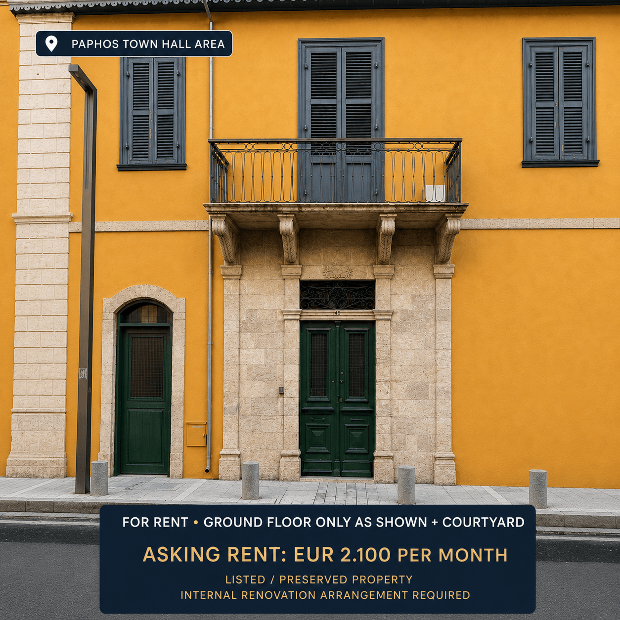 Commercial for rent in Paphos Town Hall Quarter, Paphos